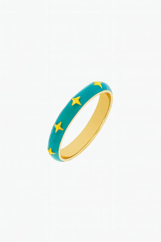 MandalaGo Turquoise Star Enamel Ring